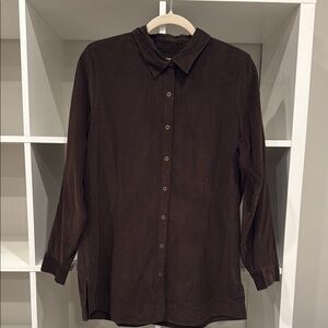 NWT: J. Jill corduroy brown button-down shirt, size M.